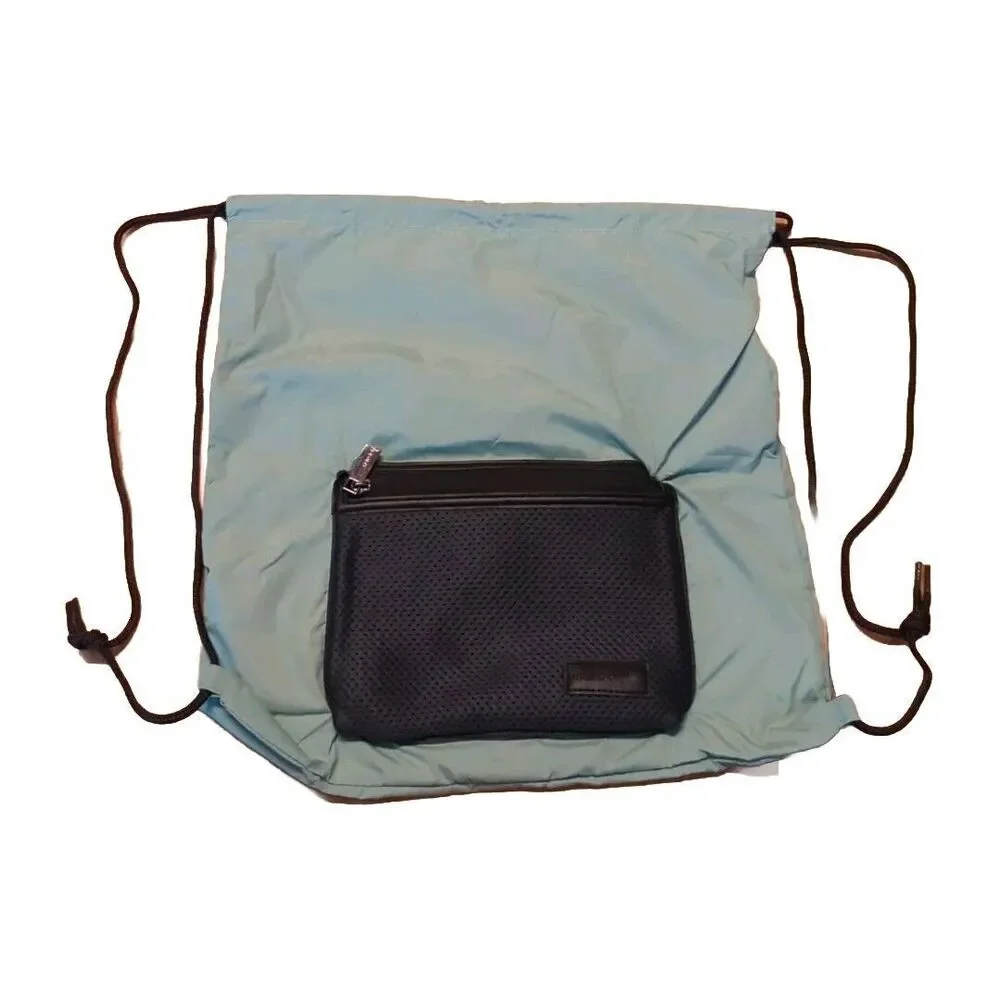 Caraa Drawstring Cinch Bag Backpack Green Packable Travel Pouch Zipper